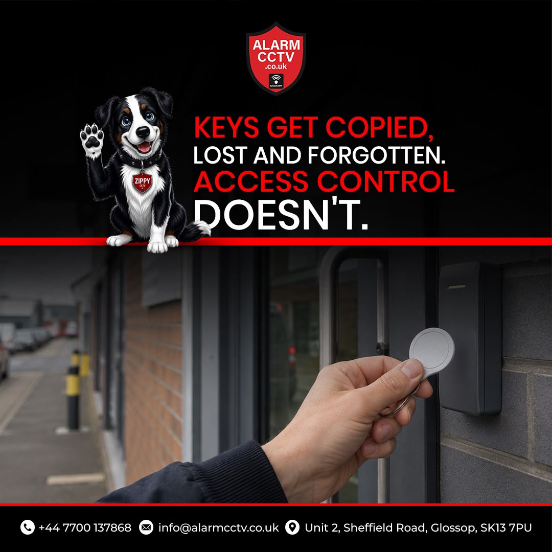 AlarmCCTV promotional poster thumbnail — Keys Get Copied, Lost And Forgotten. Access Control Doesn't.
